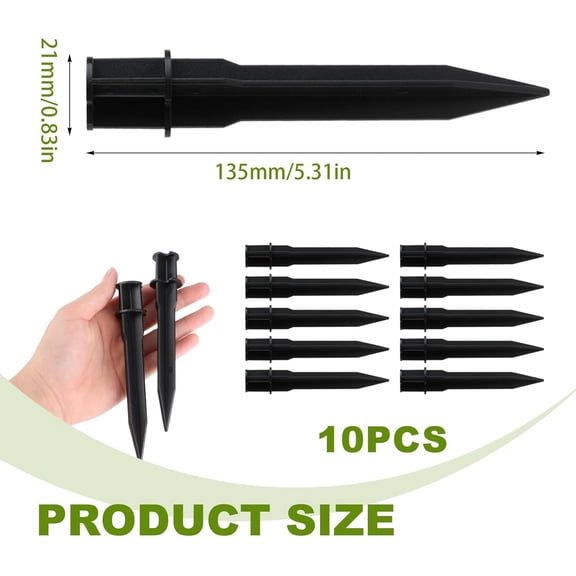 EFEMF-10PC Solar Light Stakes Replacement Set, 0.83" x 5.31" ABS Plastic Ground Spikes, Compatible with Outdoor Solar Pathway Lights, Landscape Lighting Accessories (Inside Diameter 0.83 Inches)
