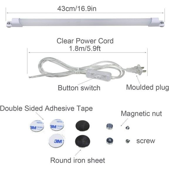 EFEMF-110V Under Cabinet Lights,17inch LED Under Counter Lighting with 6foot Plug Cable,Reading Desk Lamp for Kitchen/Shelf (Naturally White 4000K)