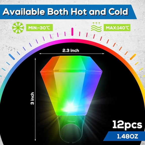 EFEMF-12 Pcs Wedding Ring Shot Glass LED Light Up Plastic Flash Ring Shot Glasses Bachelorette Shot Glasses Wedding Party Bride Supplies Bridal Shower Party Favors