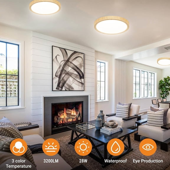 EFEMF-12Inch Flush Mount Ceiling Light Fixtures -3000K-4000K-6500K Flat Led Lights for Room Ceiling,Ultra Thin Round White Ceiling Lights for Living Room,Bedroom,Kitchen,Bathroom