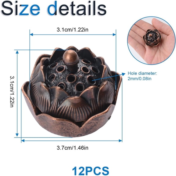 EFEMF-12PCS Classic Lotus Incense Burner with Fireproof Cotton, MINI Lotus Cone Incense Burner Holde for Home Fragrance Yoga SPA