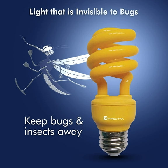 EFEMF-13-Watt CFL Light Bulbs Yellow T2 CFL Color Spiral Bug Light (60 Watt Incandescent Equivalent) E26 Medium Base - Energy Saver Yellow Light Bulb (Pack of 1)