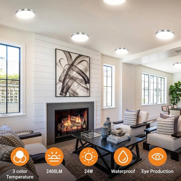 EFEMF-1Pack LED Flush Mount Ceiling Light Fixture, 9 Inch Light Fixture, 3000K-4000K-6500K Round Flat Bedroom Lights, Closet Round Surface for Bathroom Laundry Bedroom Hallway