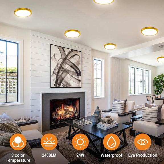 EFEMF-1Pack LED Flush Mount Ceiling Light Fixture, 9 Inch Light Fixture, 3000K-4000K-6500K Round Flat Bedroom Lights, Closet Round Surface for Bathroom Laundry Bedroom Hallway