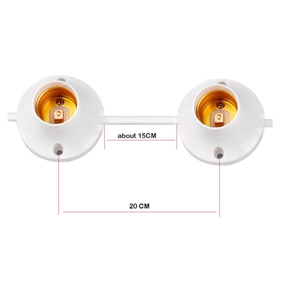EFEMF-1pcs White Hanging Light Cord E27 Light Bulb Socket to 2-Prong with On/Off Switch (5 lamp Holders+Plug Switch Wires)