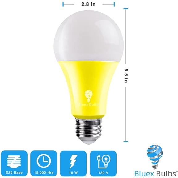 EFEMF-2 Pack BlueX LED A21 Yellow Light Bulbs - 15W (120Watt Equivalent) - E26 Base Yellow LED Bulb, Party Decoration, Porch, Home Lighting, Holiday Lighting, Decorative Illumination