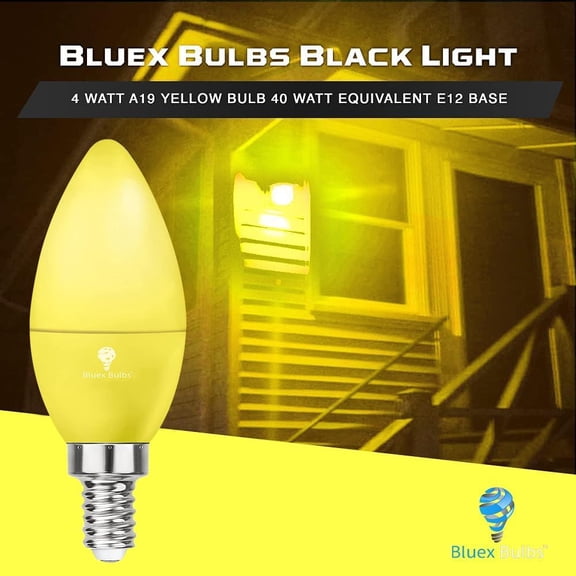 EFEMF-2 Pack BlueX LED Yellow Light Bulb - 4W (40Watt Equivalent) - E12 Base Yellow LED Pink Bulb, Party Decoration, Porch, Home Lighting, Holiday Lighting, Chandelier Light Bulbs, Candelabra Bulbs