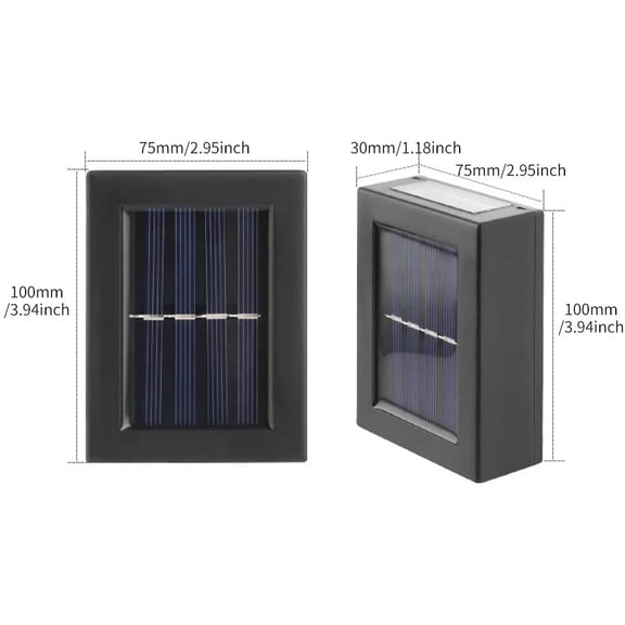 EFEMF-2 Pack LED Solar Wall Lights, Up and Down Outdoor Security Wall Lamps, IP65 Waterproof, Solar Fence Lights LED Wall Lights for Home Garden Porch (Warm Light)