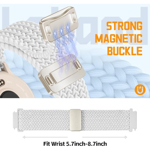 EFEMF-2 Pack Magnetic Braided Nylon Watch Band Compatible with Garmin Vivoactive 5/Vivoactive 6/3/3 Music,20mm Elastic Soft Sport Strap for Venu Sq 2/Venu 2 Plus & Forerunner 55/165/245/645/570 42mm