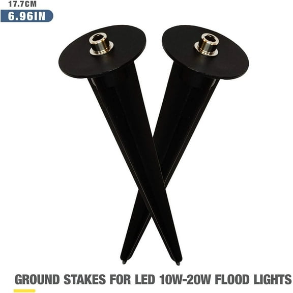 EFEMF-2 Pack Metal Ground Stake for LED Flood Lights, Compatible with 10W-100W, Outdoor Mount for Gardens, Yards, and Landscape Lighting