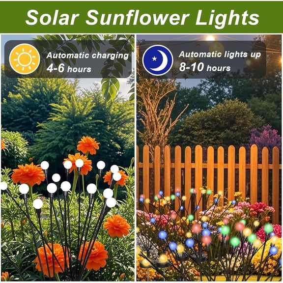 EFEMF-2 Packs Firefly Lights Solar Outdoor, 16 LED Multicolor Solar Walkway Lights Outdoor, Waterproof Garden Decor with 2 Modes, Lawn Light for Front Yard Backyard Yard and Pathway