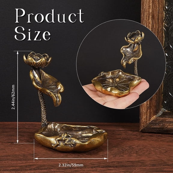 EFEMF-2 Pcs Brass Lotus Frog Waterfall Incense Burner Vintage Frog Incense Holder for Home Office Zen Aromatherapy Ornament Meditation Spa Decoration