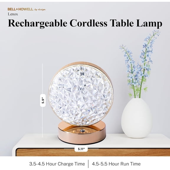 EFEMF-2 Pk Elegant Cordless Table Lamp, LED Wireless Lamp for Bedroom, Wireless Lamps for Tables Cordless Table Lamps, Rechargeable Lamp for Desk, Kitchen, Bedroom & More with 3 Light Colors