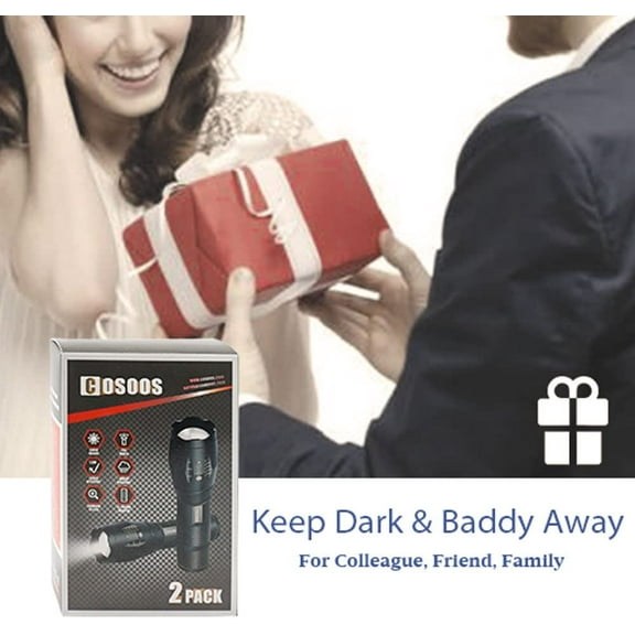 EFEMF-2 Tactical Flashlights with Holsters, Bright LED Flashlight High Lumen, 5 Mode Portable Zoomable Waterproof Flash Light for Hiking, Outdoor Camping Gear Essential, No AAA Battery