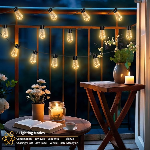 EFEMF-20 Hanging Bulb Battery Operated String Lights, 14FT 100 LED Vintage Bulbs Battery Outdoor Lights, Waterproof Indoor Outdoor Lights for Patio, Classroom, Home, Tent, Wedding, Party, Farmhouse D