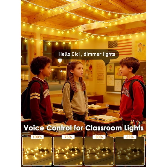 EFEMF-2026 New Connectable 43FT Smart Voice Controlled Globe String Lights Indoor Outdoor | 100LED Warm White Fairy Lights with Remote & Timer | 12 Modes Waterproof Room Classroom Decorations