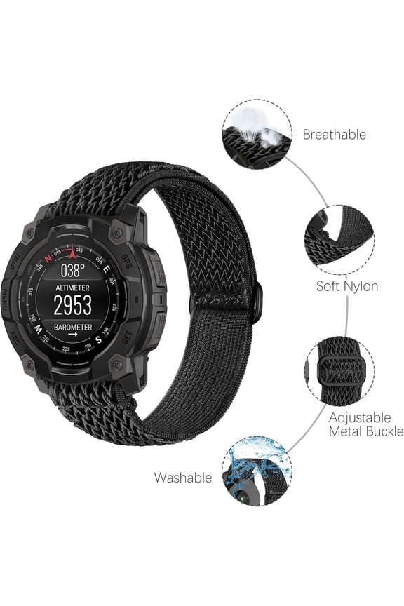-22mm Sport Nylon Watch Bands Compatible with Garmin Instinct 3 45mm/2 Solar/Instinct,Soft Stretchy Breathable Replacement Strap for Tactical/Tide/Esports/Solar Women Men