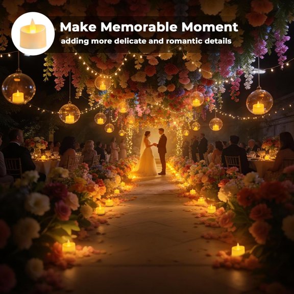 EFEMF-24-Pack Realistic Flameless Tea Lights, Patented Dual-LED Tech (Steady + Flicker) - Battery Operated Warm White Votives for Wedding, Valentine, Home Decor (Ivory Base, 24 Pack)