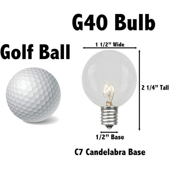 EFEMF-25 Pack G40 Frosted White Outdoor Globe Bulbs, Light Bulbs Glass Incandescent Bulbs with 3000 Hour Lifespan, Globe String Lights Replacement Bulbs