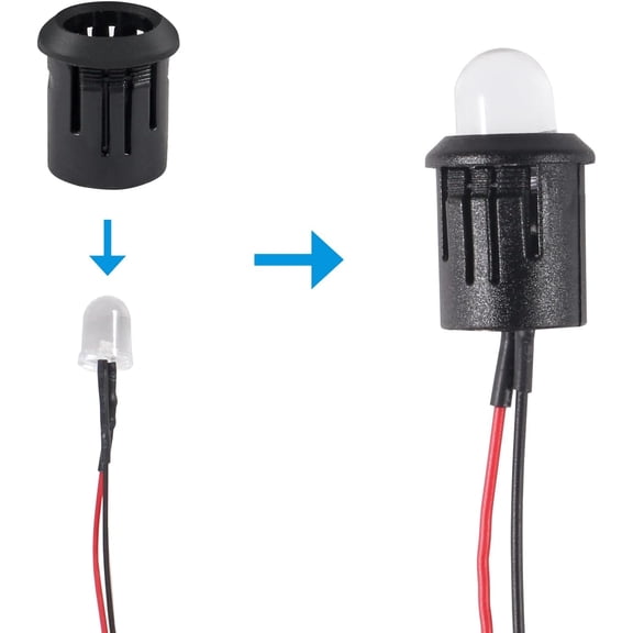 EFEMF-26pcs/Set DC 12V LED Diodes 20cm Pre Wired 10mm LED Light Lamp Bulb Prewired Emitting Diodes with Holder, Battery Clip and Switch for DIY Home Decoration (Red)