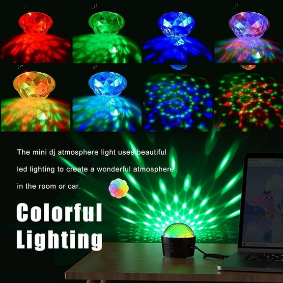 EFEMF-2Pack Mini Disco Ball Light Sound Activated Multicolor Disco Party Lights, USB Rechargeable Battery Dj Strobe Lights, Led Disco Ball Lights for Dance Parties Birthdays Car Indoor Stage Decorati