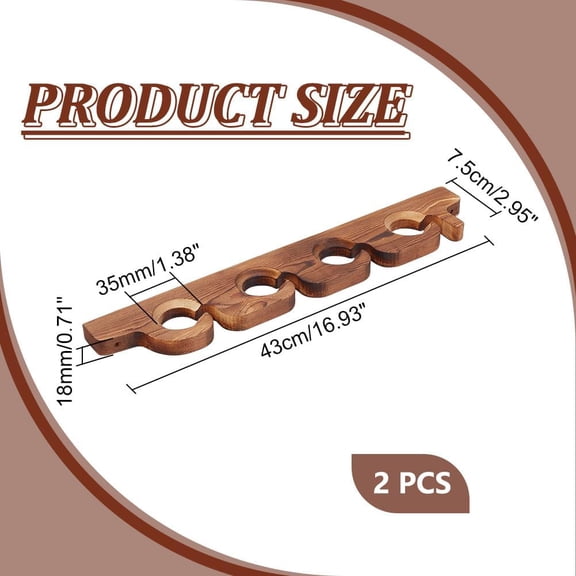 EFEMF-2pcs Wood Stemware Rack Mounted Wine Glass Holder Glass Goblet Tray Hanging Shelf Glassware Holder Hanging Organizer with 8 Holes for Bar Restaurant Glass Storage, 16.9x2.9 inch