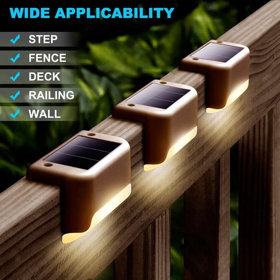 EFEMF-3 Pack Solar Deck Lights Fence Post for Patio Pool Stairs Step, Waterproof LED Outdoor (Warm White)