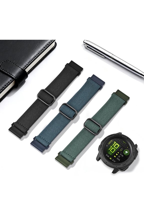 -3 Pack Stretchy Nylon Watch Bands Compatible with Garmin Instinct 2/3 45mm/1 Solar,22mm Soft Breathable Adjustable Sports Strap for Instinct 2 Surf/Tactical/Esports/Tide Accessory