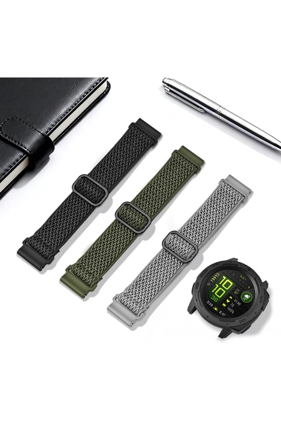 -3 Pack Stretchy Nylon Watch Bands Compatible with Garmin Instinct 2/3 45mm/1 Solar,22mm Soft Breathable Adjustable Sports Strap for Instinct 2 Surf/Tactical/Esports/Tide Accessory