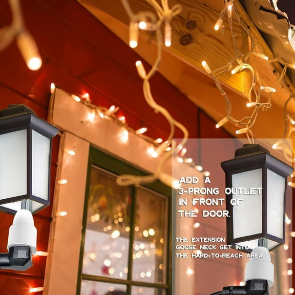 EFEMF-3 Prong Outlet Light Socket Adapter,Light Bulb to Outlet Socket Adapter with Extension Cord,Flexible Light Socket Plug Adapter for Garage,Porch and Patio Light,6 Inch Socket Outlet Extender