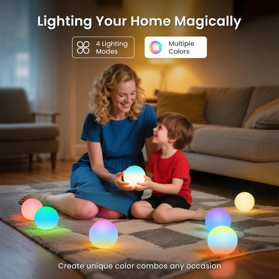 EFEMF-3-inch Floating Pool Lights, Color Changing Rechargeable Pool Lights, IP65 Waterproof LED Ball Light, Bathtub Lamp, Remote Control, Sphere Orb for Patio, Yard, Nursery, Decor, Gift (1 Pack)