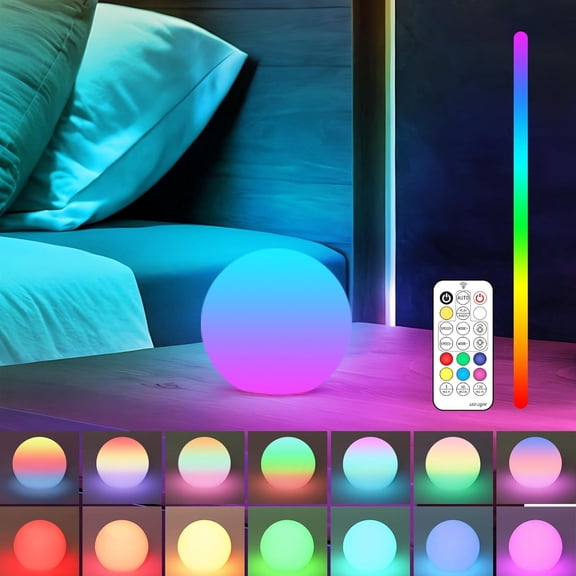 EFEMF-3-inch Rechargeable LED Ball Lights, Sphere Night Light, 16 RGB Color Glowing Mood Lighting, IP65 Waterproof Ambient Light for Home Bedroom Patio Pool Bathtub Decorative Lighting, 1 Pack