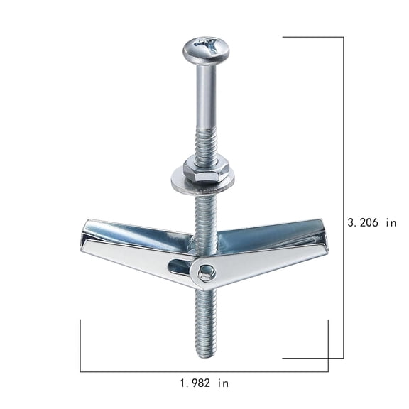 EFEMF-(30 pcs) 1/4" Heavy Duty Drywall Anchors and Screws,Toggle Bolts and Wing Nuts Set, Hollow Drywall Anchors Bolts Screws Assortment Kit for Hanging Lamps Heavy Items