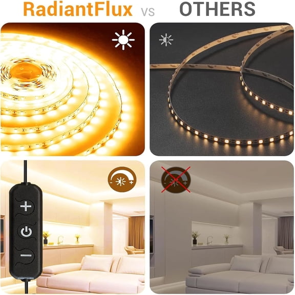 EFEMF-30ft Warm White Led Strip Lights for Living Room, Home Decor, 540 LEDs, Dimmable, Super Bright Flexible LED Light Strips for Bedroom, Kitchen, Vanity Mirror, House Warming Gifts New Home