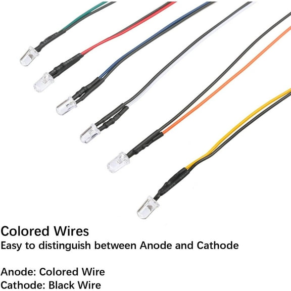 EFEMF-30pcs 12 Volt 1.8mm Blue LED Lights Emitting Diodes Pre Wired 7.9 inch DC 12v LED Light Clear Lens Small LED Lamps