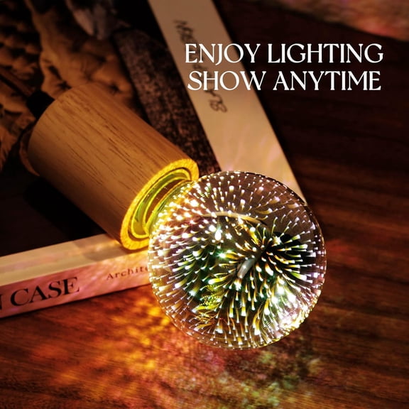 EFEMF-3D Fireworks Decorative Light Bulb, E26 Base, 4W, AC100-240V, Glass Bulbs with Soft Warm Light, Shiny Decor for Home, Bedroom, Party (Included 1-Pack G80 Bulbs)