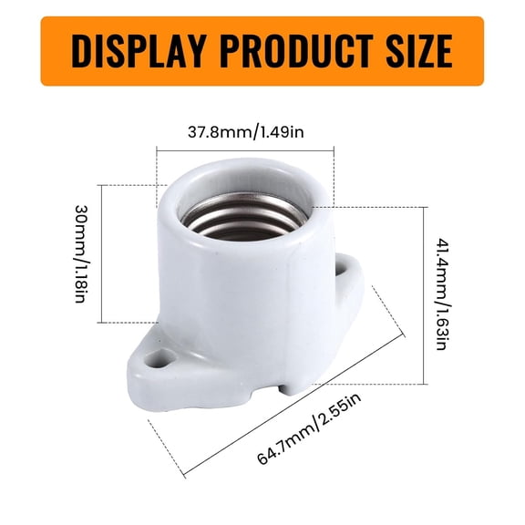 EFEMF-3pcs Porcelain Lamp Holder, Ceramic Light Socket Keyless Socket Light Bulb Socket Medium Base E26 Socket with 2 Holes for 6-Inch Wire Closet Lighting Indoor Garage Illumination (White)