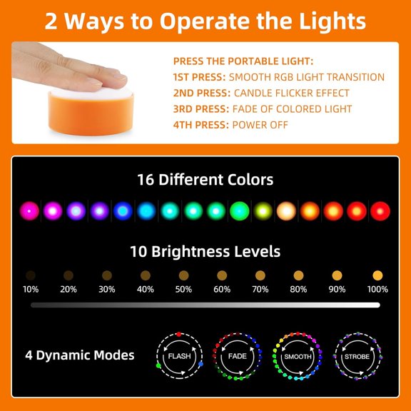 EFEMF-4 PCS RGB Halloween Pumpkin Light with Remote Timer Dimmable, LED Flickering Jack-O-Lantern Lights Outdoor, Color Changing Light, Pumpkin Tea Light Candle Battery Operated for Halloween Decor