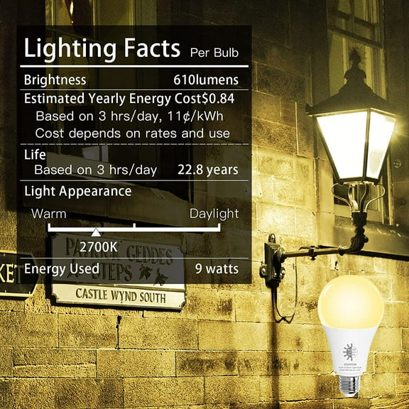 EFEMF-4 Pack Dusk to Dawn Light Bulbs Outdoor, 2700K Warm White, 720LM, 9W(60W Equivalent) A19 E26 Automatic On/Off LED Sensor Light Bulbs, Dusk to Dawn Outdoor Lighting for Porch Garage Patio