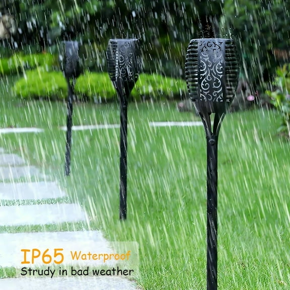 EFEMF-4 Pack Outdoor Solar Flame Light,Solar Lights Outdoor for Garden Decorations with Flickering Flame,IP65 Waterproof Solar Powered Yard Lights Torch Light for Lawn Patio Pathway (Blue)