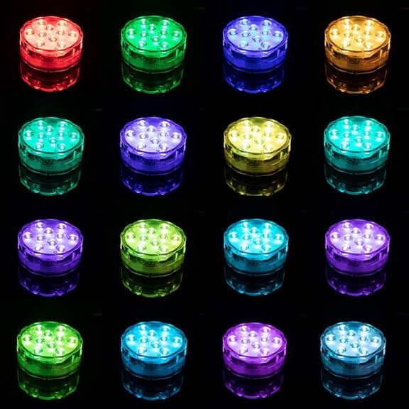 EFEMF-[4-Pack] Submersible LED Lights with Remote Control, 16 Colors Changing Waterproof LED Tea Lights, Pool lamp Battery Operated Underwater Pond Lights for Aquarium Garden Wedding Party, White (YF