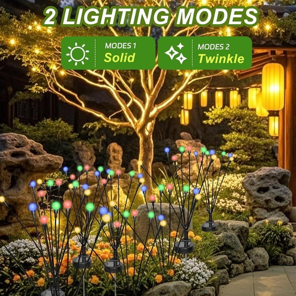 EFEMF-4 Packs Solar Firefly Lights, 32 LED Multicolor Solar Walkway Lights Outdoor, Waterproof Swaying Light Garden Decor with 2 Modes, Lawn Light for Front Yard Backyard Yard and Pathway