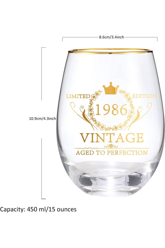 -40th Birthday Gifts for Women - 40th Birthday Gift Ideas, Vintage 1986 Engraved Red Wine Glasses 40th Birthday Gifts for Her, 40th Birthday Decorations The Best Birthday Gift 40 Year Old Birthd