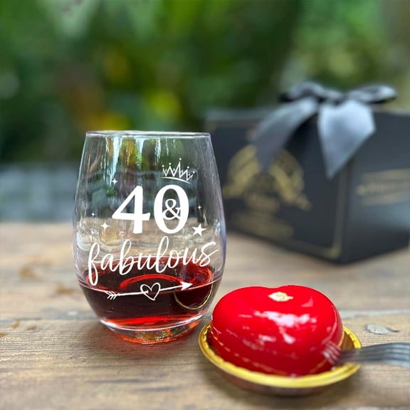 EFEMF-40th Birthday Gifts Women Men - 40 Fabulous Wine Glass Turning 40 Years Old Gift, Happy 40 Years Old Bday Gifts for Friend, Sister, Wife, Husband, Her, Him, Mom, Dad, Best Friends, Aunt