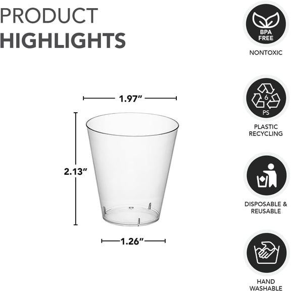 EFEMF-50 Count 2 oz Shot Glasses, 2-Ounce Clear