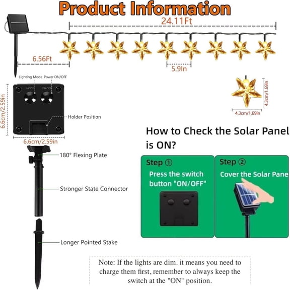 EFEMF-50 LED Solar Star Lights Outdoor, 30.67FT Star Twinkle Lights Outdoor Waterproof with 8 Modes, Solar Powered String Lights, Yard Patio Garden Camping Wedding Party DecorWarm White