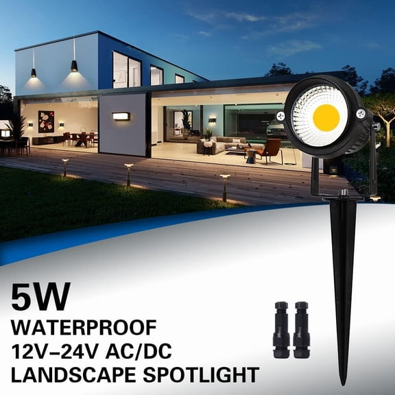 EFEMF-5W Spot Lights Outdoor 5000K Daylight White Flag Pole Light 12V~24V AC/DC LED Landscape Spotlights, Waterproof Low Voltage Landscape Lighting for Yar (2)