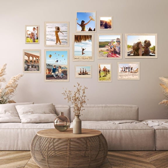 EFEMF-5x5 composite wood Picture Frame Set of 3, Real Glass for Rustic Natural 5x5in Poster Frames- Art Frame, Wall Hanging-Tabletop Display Gallery Family Wedding Memorial Pic Frame Best Gift