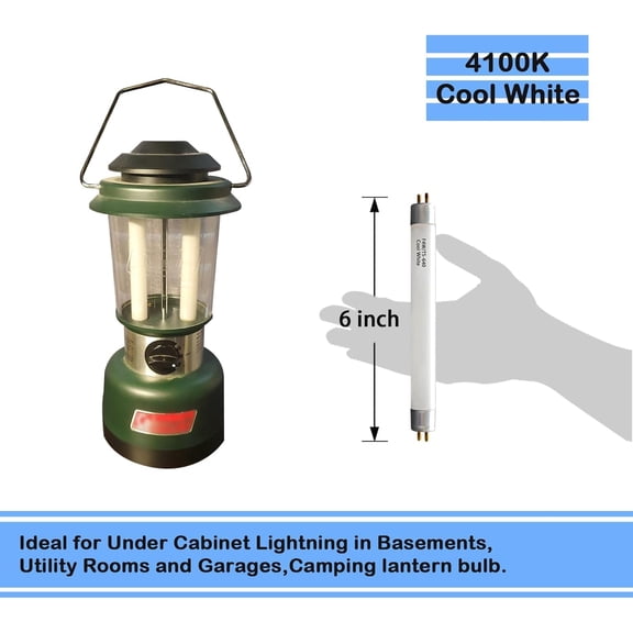 EFEMF-6'' F4T5/CW Under Cabinet Bulb,T5 4W Cool White Linear Fluorescent Tube,Replacement Bulb for GE,Eiko 15501, Sylvania 20416,Sunlite 05040, Rayovac,Coleman Lantern,G5 Bi-Pin Base,4100K (4PACK)