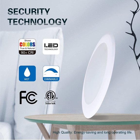 EFEMF-6 Inch LED Disk Light, 15W Dimmable Low Profile Recessed Disc Downlight, Metal Baffle Trim Light Fixture for Home Improve, 1000Lm 4000K Cool White, ETL Listed